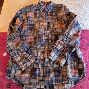 Brooks Brothers madras patchwork buttondown, men's L, excellent condition